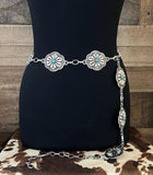 Western Turquoise Center Concho Silver Belt