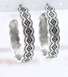 SILVER AZTEC HOOP EARRINGS