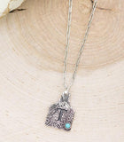 CATTLE TAG INITAL PENDANT SILVER NECKLACE