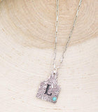 CATTLE TAG INITAL PENDANT SILVER NECKLACE