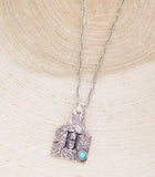 CATTLE TAG INITAL PENDANT SILVER NECKLACE