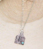 CATTLE TAG INITAL PENDANT SILVER NECKLACE