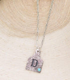 CATTLE TAG INITAL PENDANT SILVER NECKLACE