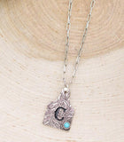 CATTLE TAG INITAL PENDANT SILVER NECKLACE