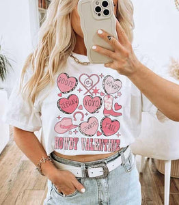 Western Howdy Valentine Short Sleeve Tshirt - White