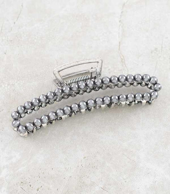 WESTERN NAVAJO SILVER PEARL BEAD HAIR CLIP