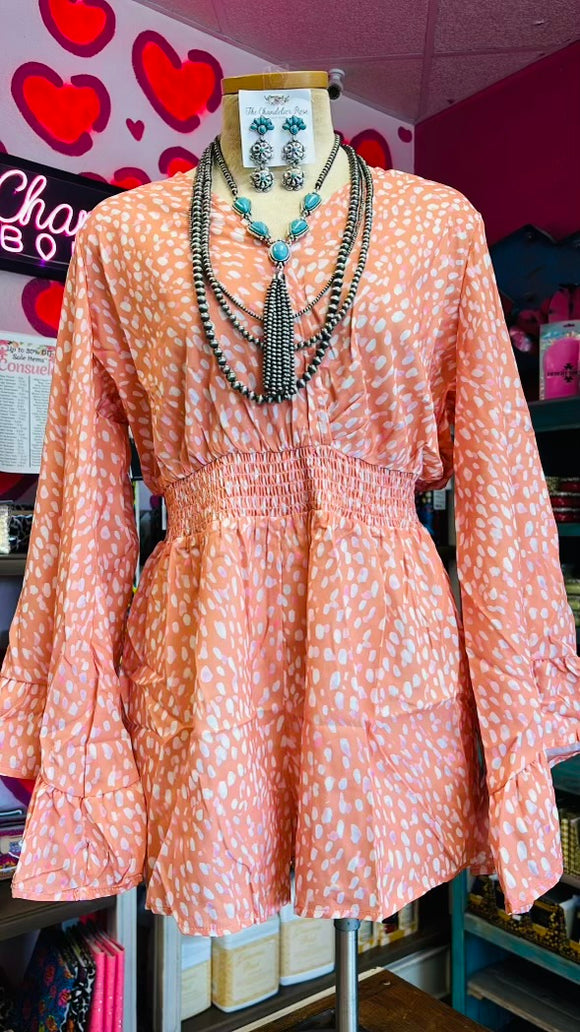 LONG SLEEVE PEACH ROMPER