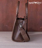 Trinity Ranch Hair On Cowhide Tooling Concealed Carry Tote/Crossbody - Oakwood