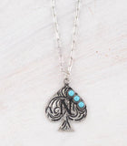 WESTERN TURQUOISE SPADE INITIAL NECKLACE