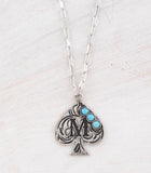 WESTERN TURQUOISE SPADE INITIAL NECKLACE