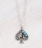 WESTERN TURQUOISE SPADE INITIAL NECKLACE