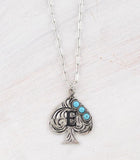 WESTERN TURQUOISE SPADE INITIAL NECKLACE