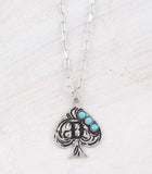 WESTERN TURQUOISE SPADE INITIAL NECKLACE