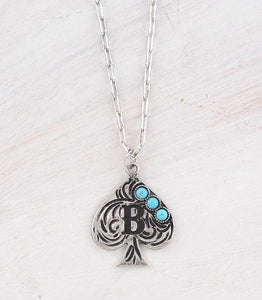 WESTERN TURQUOISE SPADE INITIAL NECKLACE