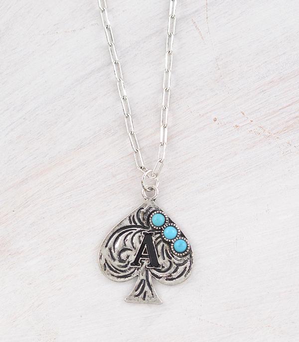 WESTERN TURQUOISE SPADE INITIAL NECKLACE
