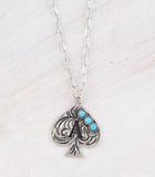 WESTERN TURQUOISE SPADE INITIAL NECKLACE