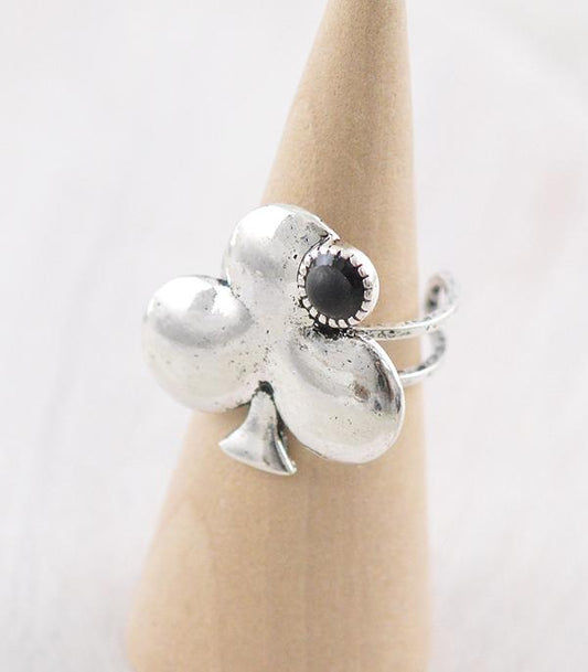 WESTERN CLOVER ACE RING - BLACK