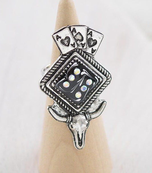 ACE OF CARD STEER SKULL RING