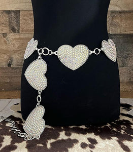 AB Stone Rhinestone Heart Concho Belt