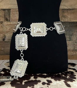 Western Rhinestone Rectangular Shape AB Stone Concho Belt