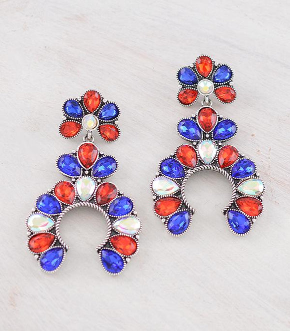 Patriotic Color Squash Blossom Earrings