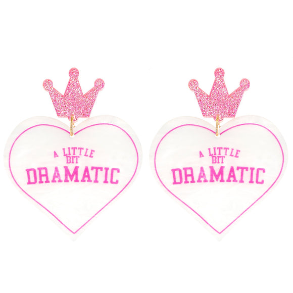 WHITE LITTLE BIT DRAMATIC HEART SHAPED GLITTER EARRINGS