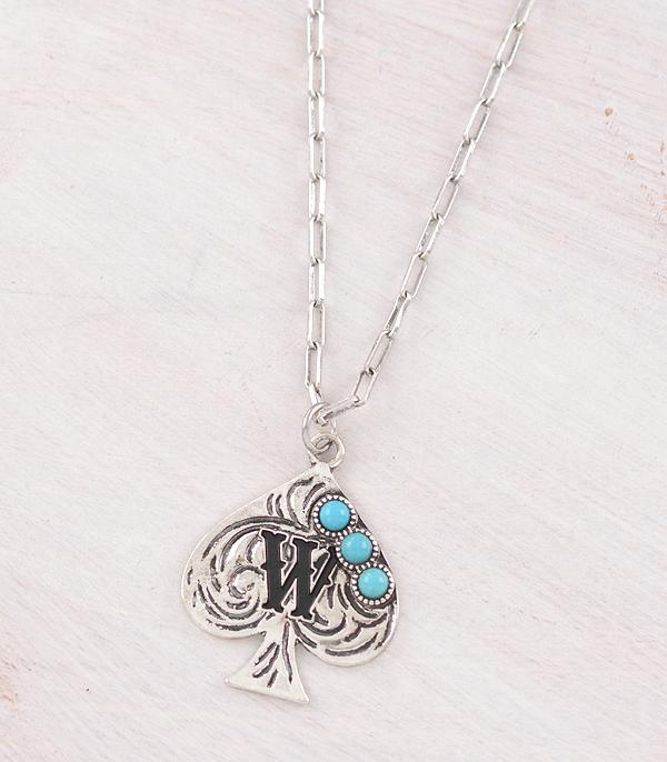 WESTERN TURQUOISE SPADE INITIAL NECKLACE