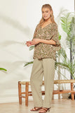 V NECKLINE FLORAL PRINT PONCHO TOP - OLIVE MULTI COLOR