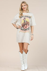 MY FIRST RODEO RELAXED FIT DRESS TEE  - OATMEAL