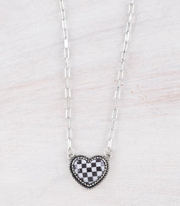 WESTERN CHECKERED HEART NECKLACE