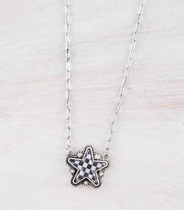 WESTERN CHECKERED STAR NECKLACE