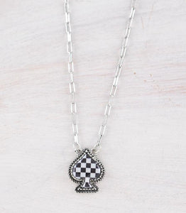 WESTERN CHECKERED SPADE NECKLACE