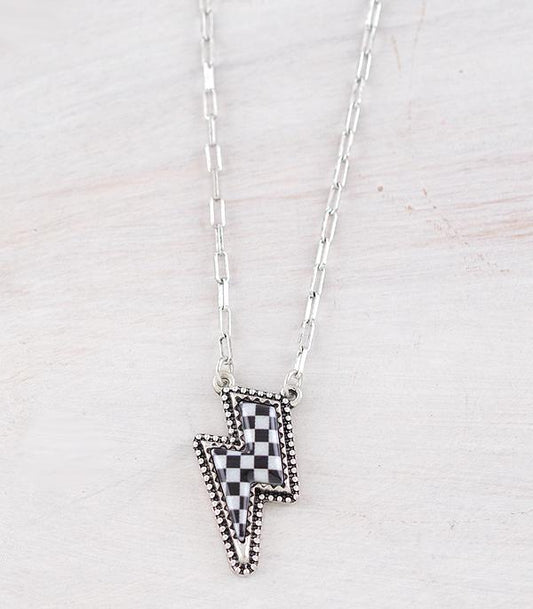 WESTERN CHECKERED BOLT NECKLACE