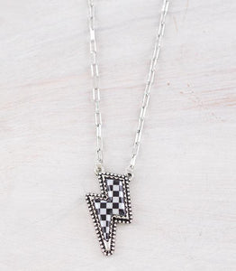 WESTERN CHECKERED BOLT NECKLACE