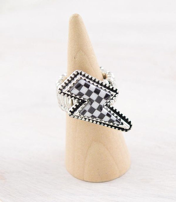 WESTERN CHECKERED BOLT STRETCHY RING