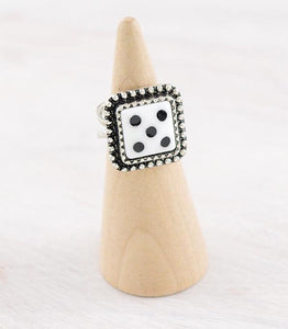 WESTERN WHITE DICE CUFF RING