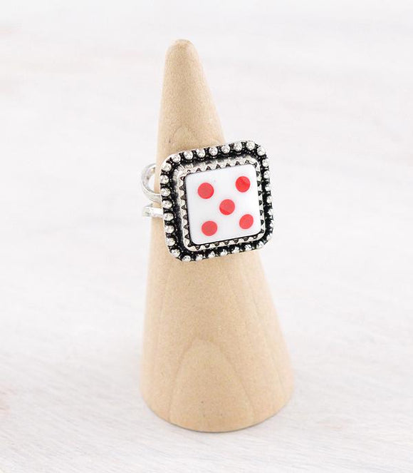 WESTERN RED DICE CUFF RING