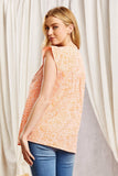 AZTEC EMBROIDERY SHORT SLEEVE TOP - APRICOT MULTI