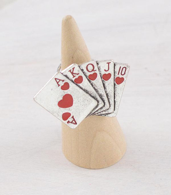 WESTERN STRAIGHT FLUSH HEARTS CARD RING