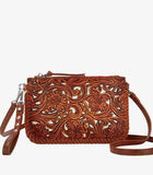 Trinity Ranch Tooled Wristlet Crossbody - Brown