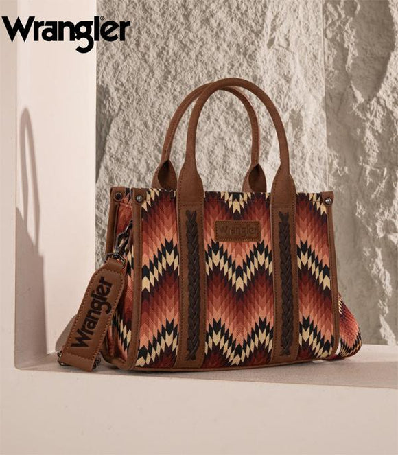 Wrangler Southwestern Pattern Dual Sided Print Concealed Carry MINI Tote - Brown