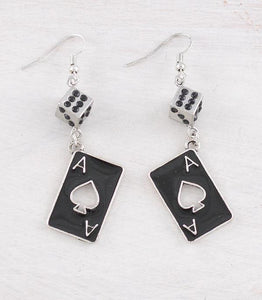 Western Ace Spade Card Earrings