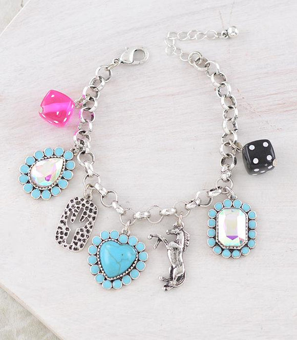 Roll The Dice Heart Charm Bracelet