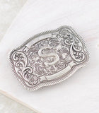 WESTERN INITAL CONCHO BELT BUCKLE - SILVER