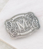 WESTERN INITAL CONCHO BELT BUCKLE - SILVER