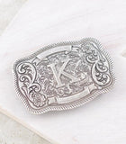 WESTERN INITAL CONCHO BELT BUCKLE - SILVER