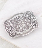 WESTERN INITAL CONCHO BELT BUCKLE - SILVER