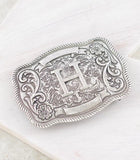 WESTERN INITAL CONCHO BELT BUCKLE - SILVER