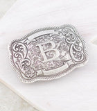 WESTERN INITAL CONCHO BELT BUCKLE - SILVER