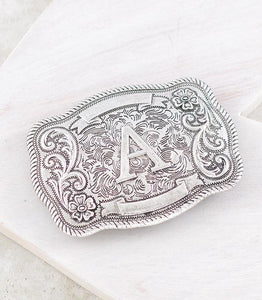 WESTERN INITAL CONCHO BELT BUCKLE - SILVER